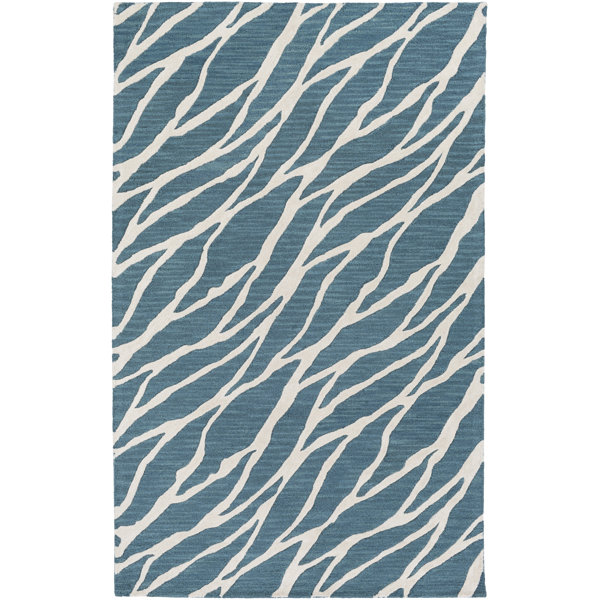 Wrought Studio Blewett Geometric Handmade Tufted Blue/Gray Area Rug